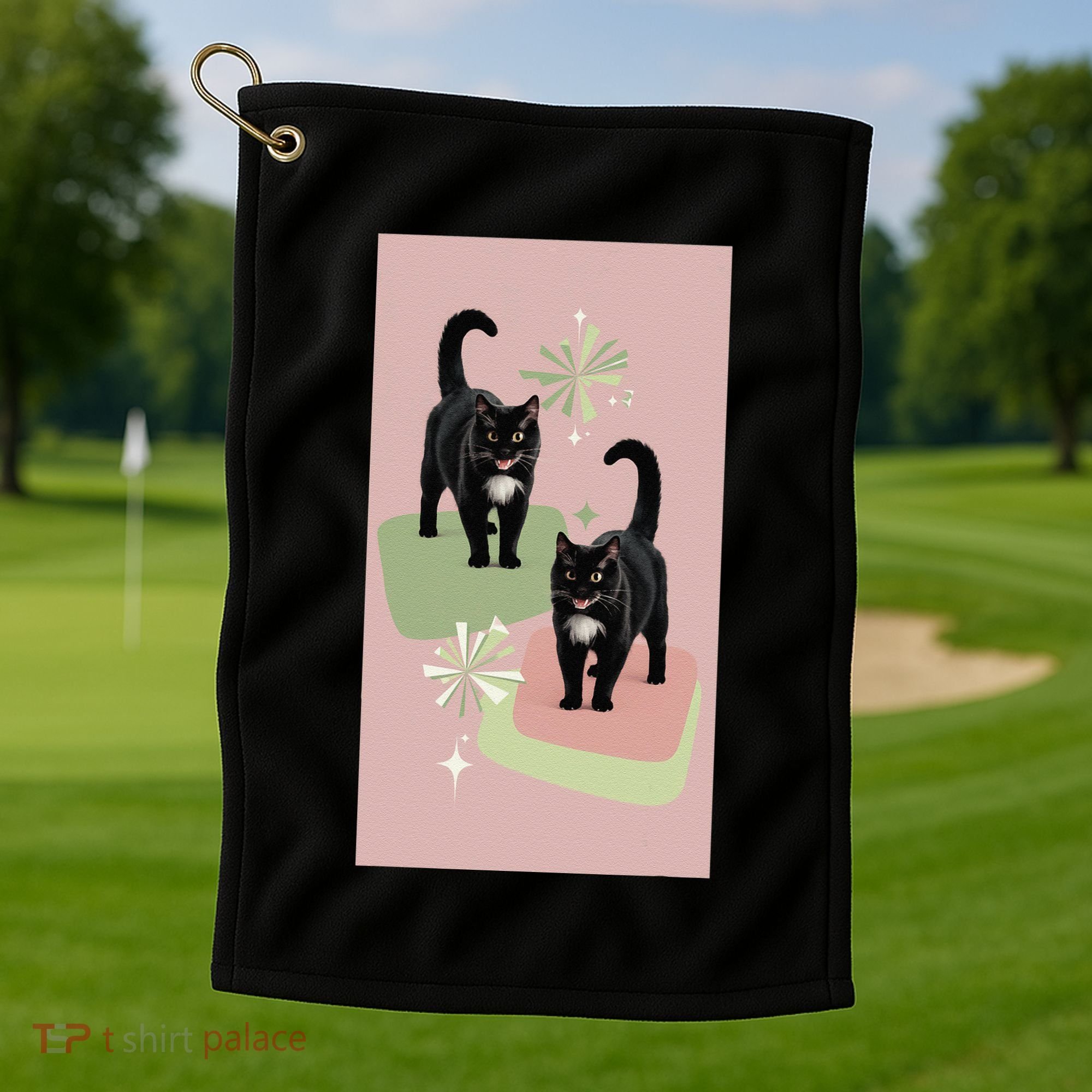 Mid Century Cats Atomic Cat Retro Pin.K 50s 60s Golf Towel