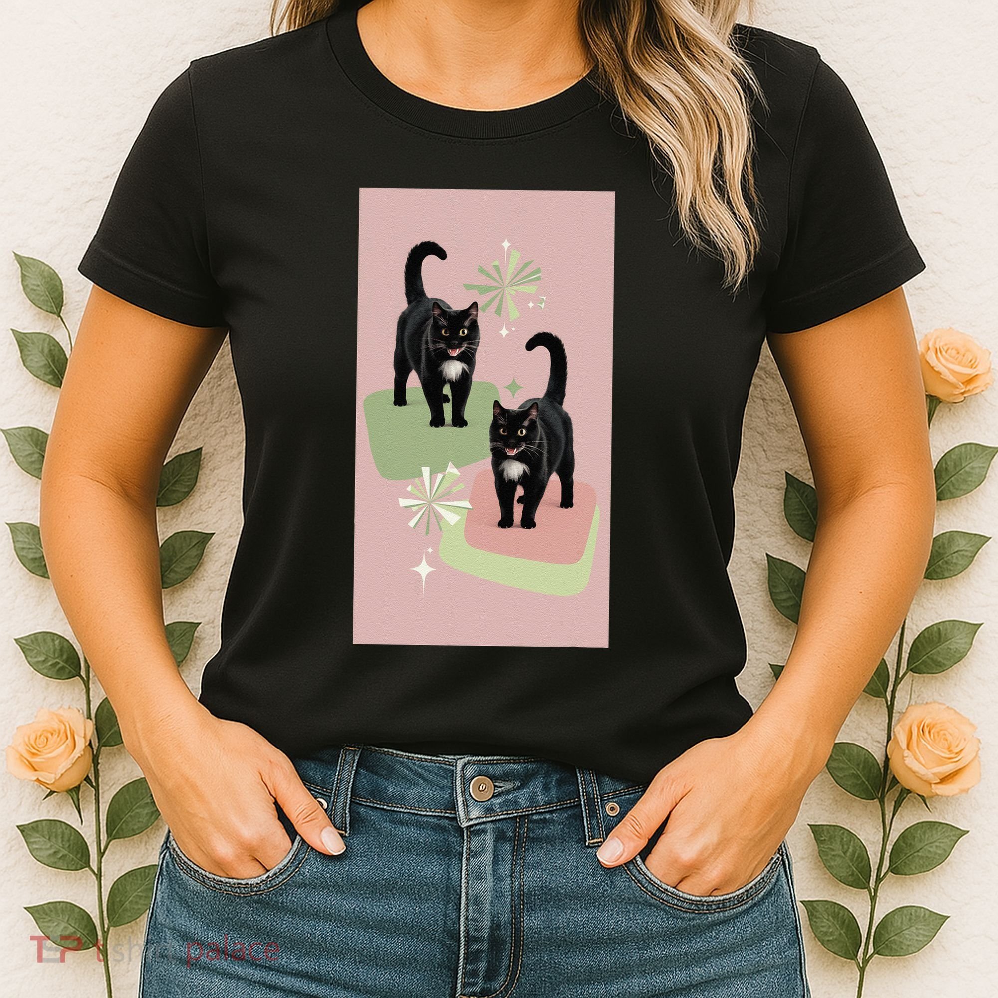 Mid Century Cats Atomic Cat Retro Pin.K 50s 60s Women's T-Shirt