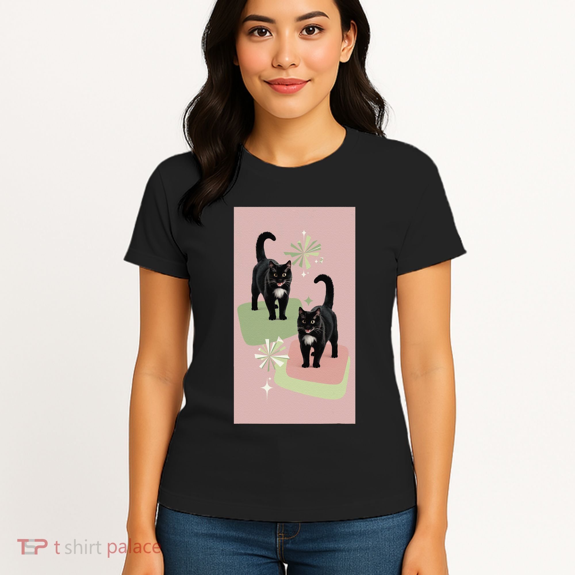 Mid Century Cats Atomic Cat Retro Pin.K 50s 60s Women's T-Shirt