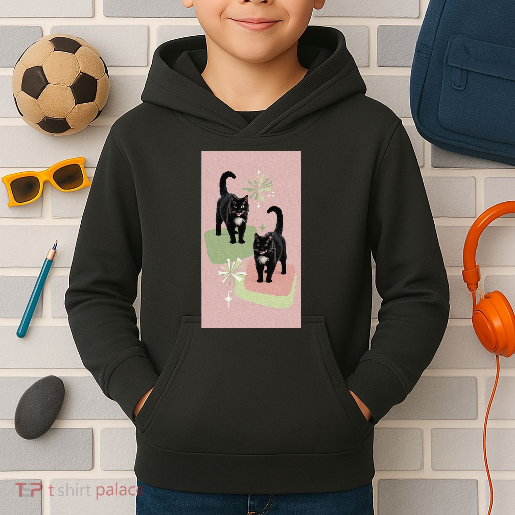 Mid Century Cats Atomic Cat Retro Pin.K 50s 60s Kids Hoodie