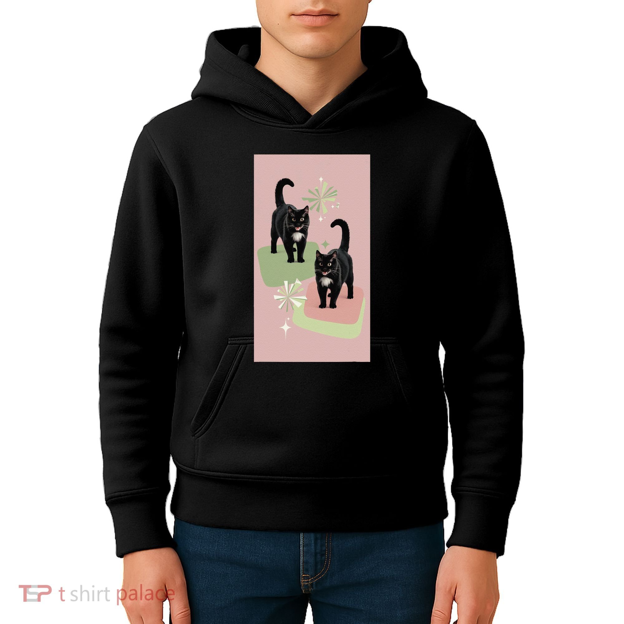 Mid Century Cats Atomic Cat Retro Pin.K 50s 60s Kids Hoodie