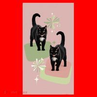 Mid Century Cats Atomic Cat Retro Pin.K 50s 60s Santa Hat thumb 1
