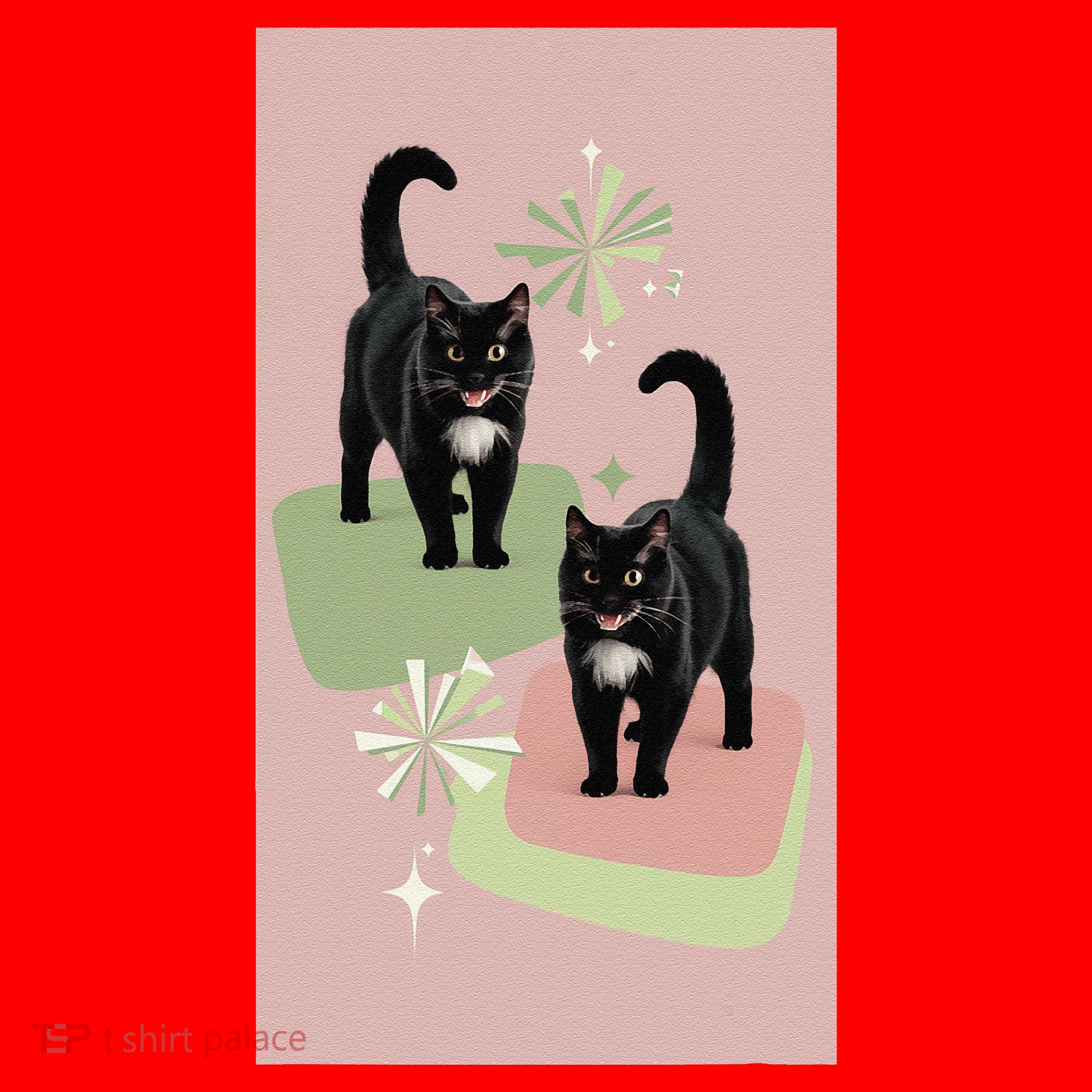 Mid Century Cats Atomic Cat Retro Pin.K 50s 60s Santa Hat