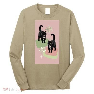 Mid Century Cats Atomic Cat Retro Pin.K 50s 60s Long Sleeve Shirt