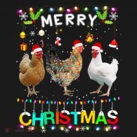 Merry Christmas Chicken Santa Hat Lights Xmas Funny Long Sleeve T Pajama Set thumb 2