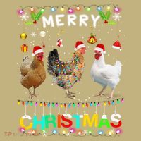 Merry Christmas Chicken Santa Hat Lights Xmas Funny Long Sleeve T Hoodie thumb 2