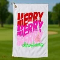 Merry Christmas Cute Holiday Gift Golf Towel thumb 1
