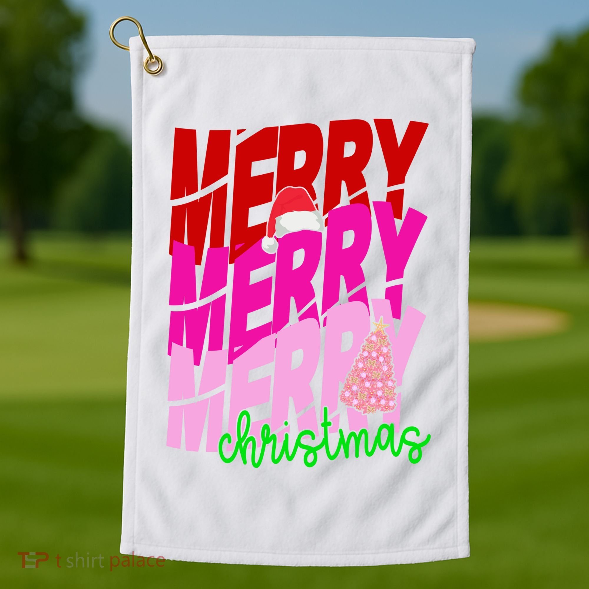 Merry Christmas Cute Holiday Gift Golf Towel