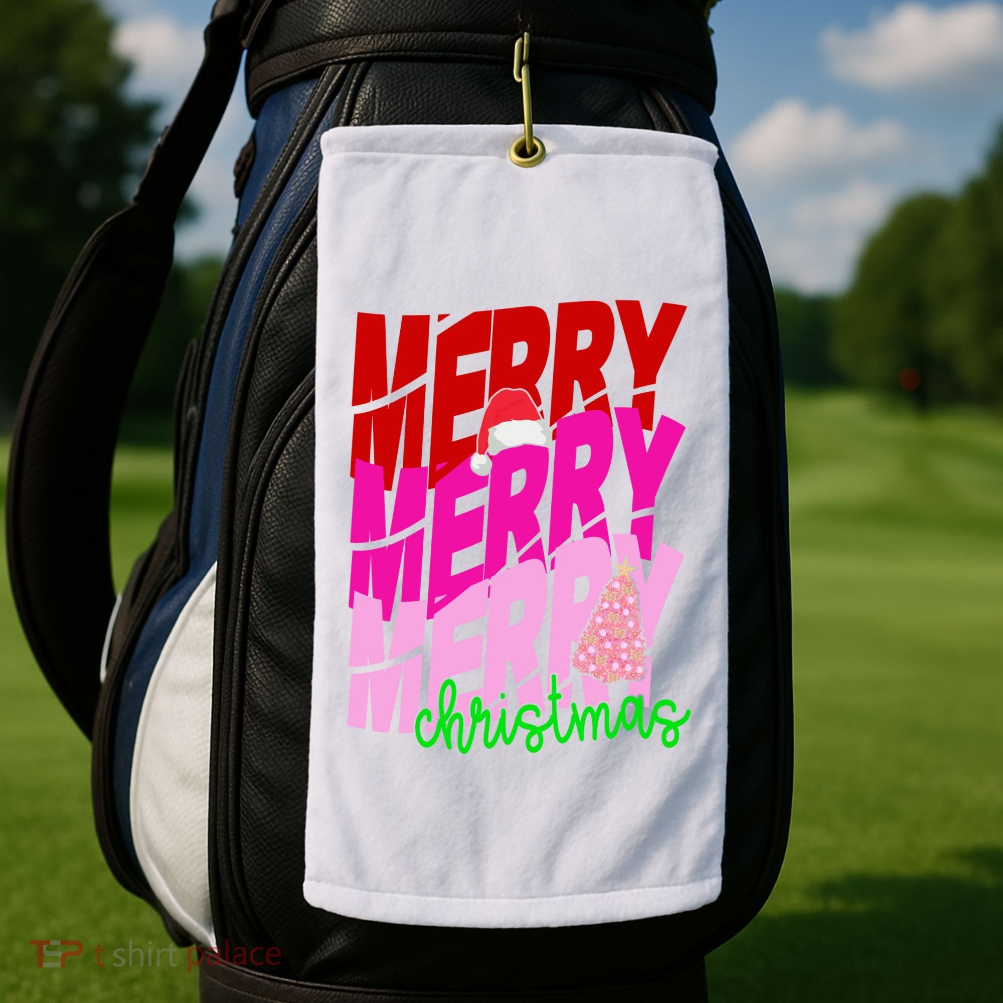 Merry Christmas Cute Holiday Gift Golf Towel