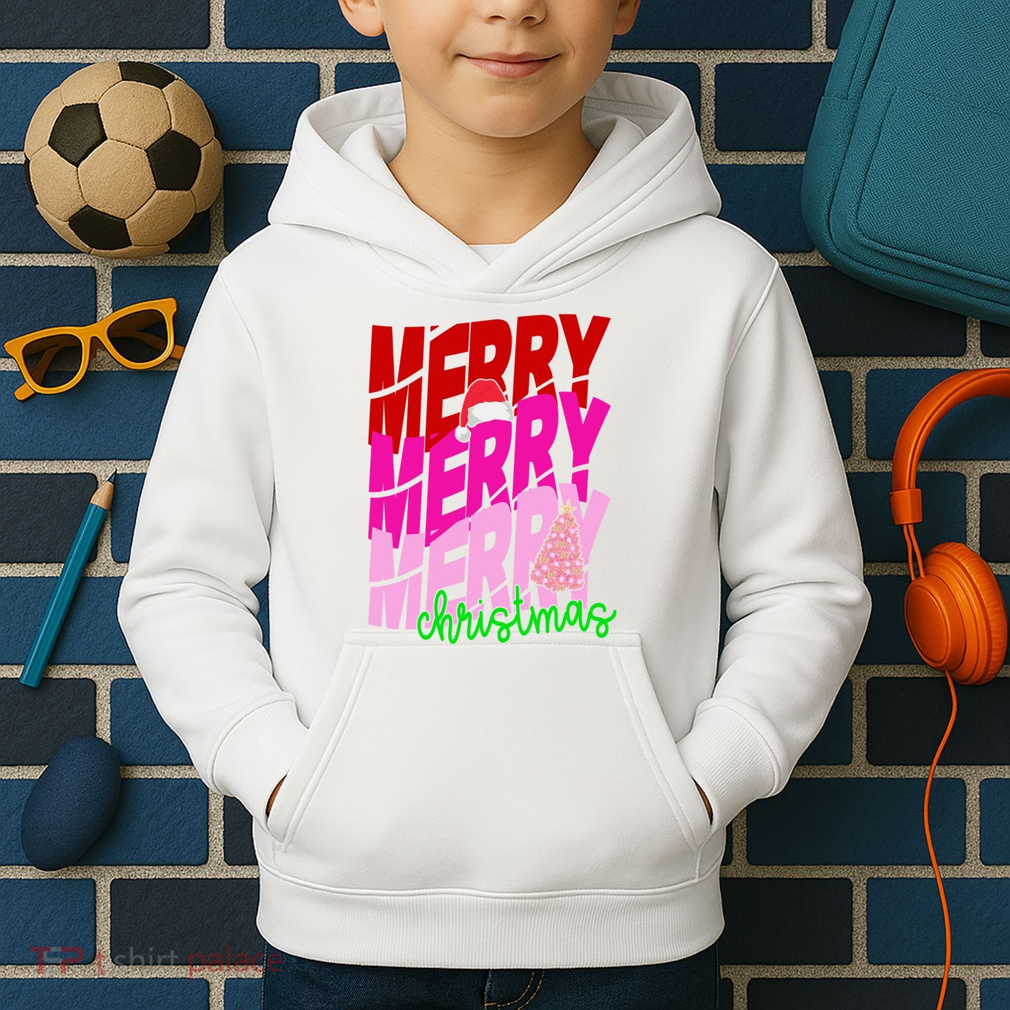 Merry Christmas Cute Holiday Gift Kids Hoodie