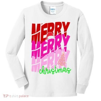 Merry Christmas Cute Holiday Gift Kids Long Sleeve Shirt