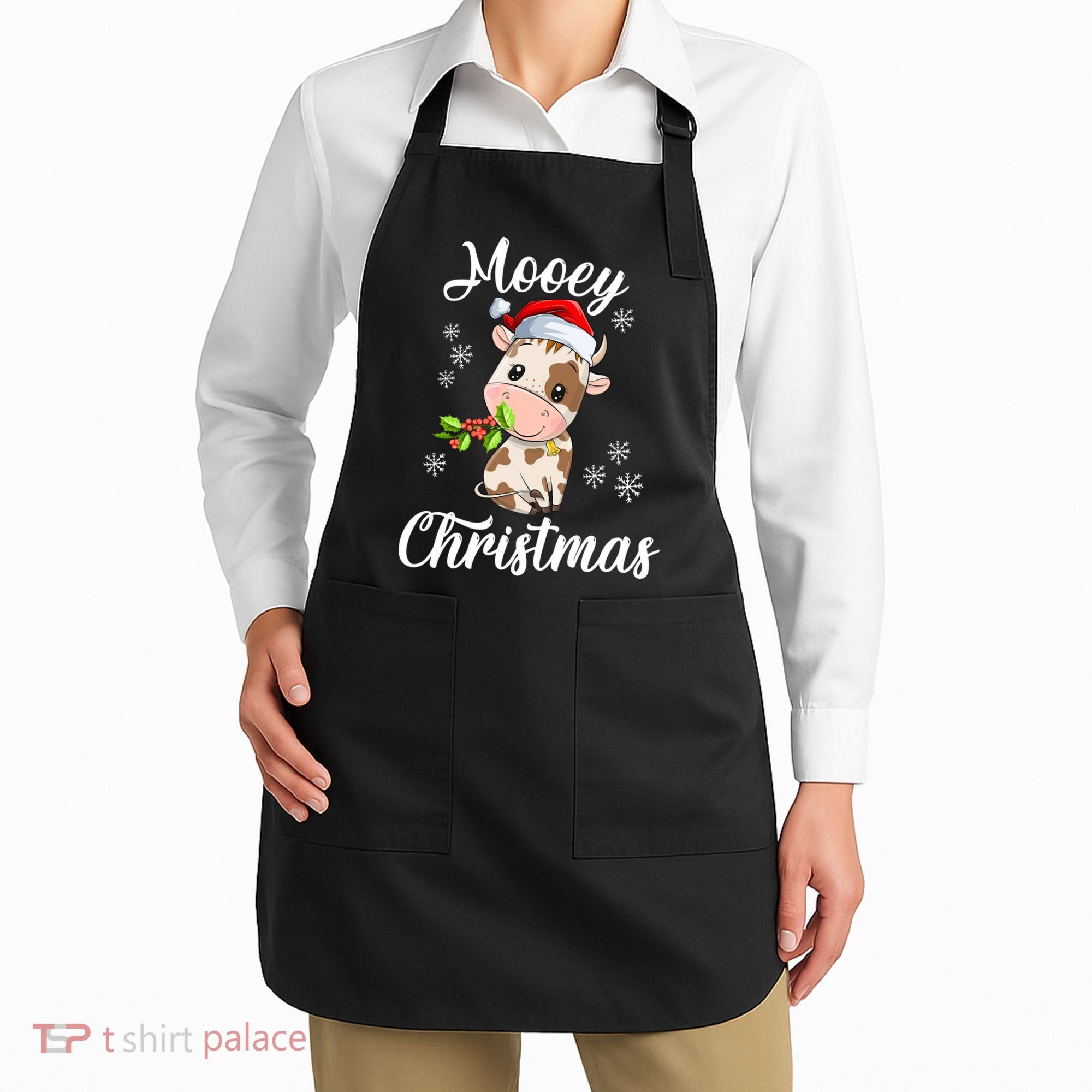 Mooey Christmas Cow Christmas Cute Cow Santa Hat Farmer Apron