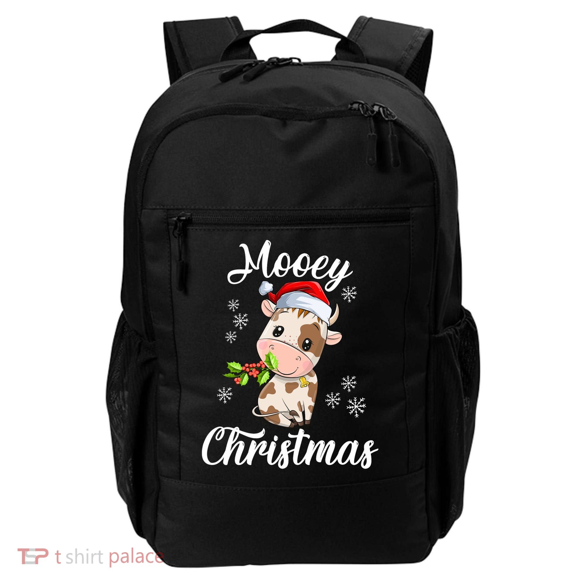 Mooey Christmas Cow Christmas Cute Cow Santa Hat Farmer Backpack