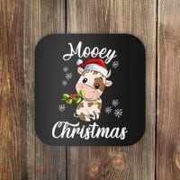 Mooey Christmas Cow Christmas Cute Cow Santa Hat Farmer Coaster thumb 0