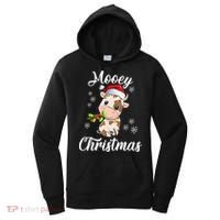 Mooey Christmas Cow Christmas Cute Cow Santa Hat Farmer Women's Hoodie thumb 0