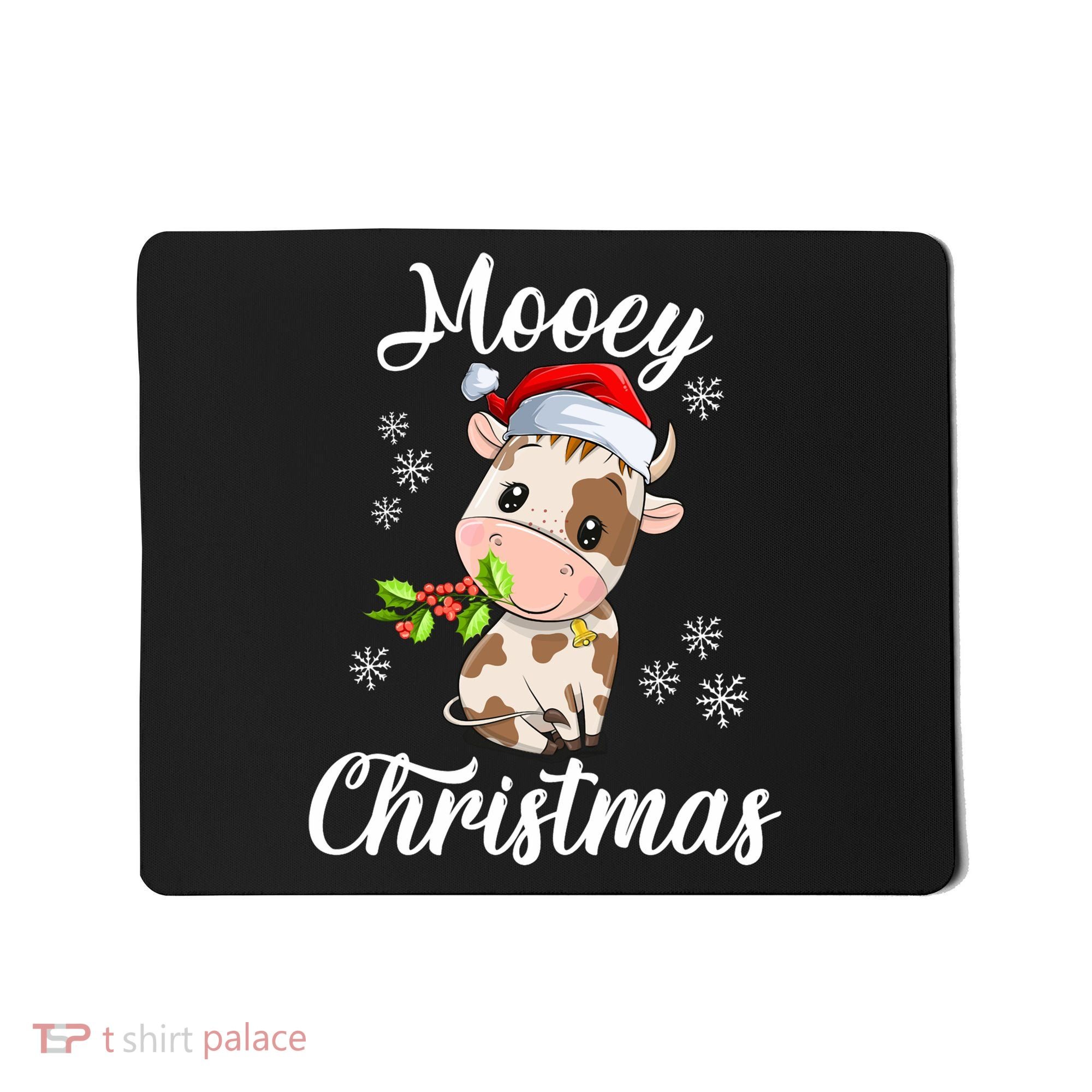Mooey Christmas Cow Christmas Cute Cow Santa Hat Farmer Mousepad