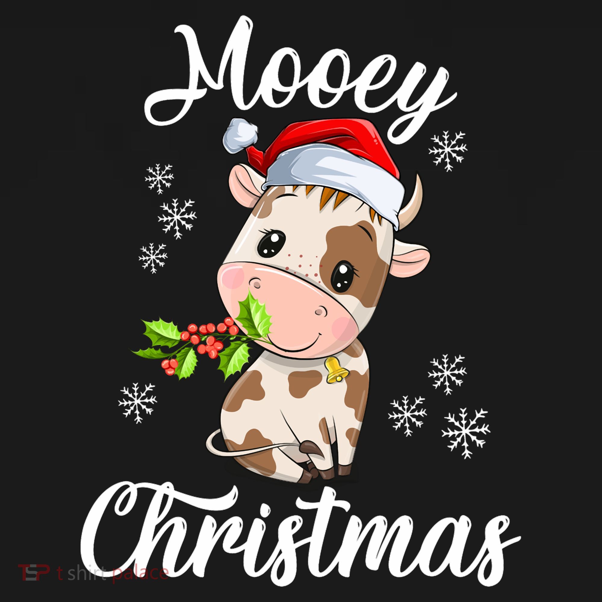 Mooey Christmas Cow Christmas Cute Cow Santa Hat Farmer Mousepad