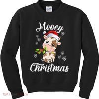 Mooey Christmas Cow Christmas Cute Cow Santa Hat Farmer Kids Sweatshirt thumb 0