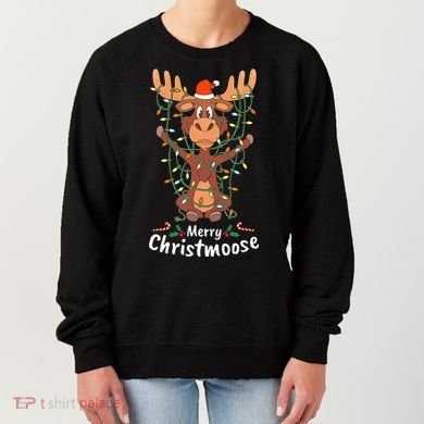 Merry Christmoose Christmas Moose Xmas Tree Lights Gifts Women's Sweatshirt