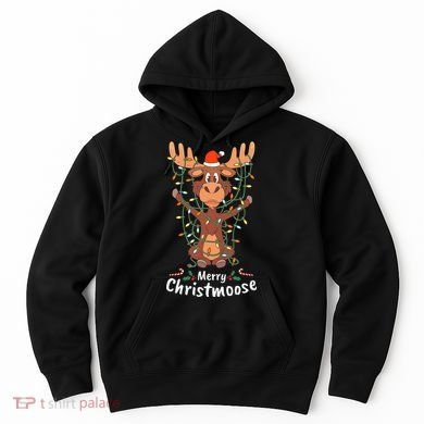 Merry Christmoose Christmas Moose Xmas Tree Lights Gifts Hoodie