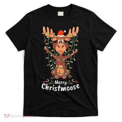 Merry Christmoose Christmas Moose Xmas Tree Lights Gifts T-Shirt