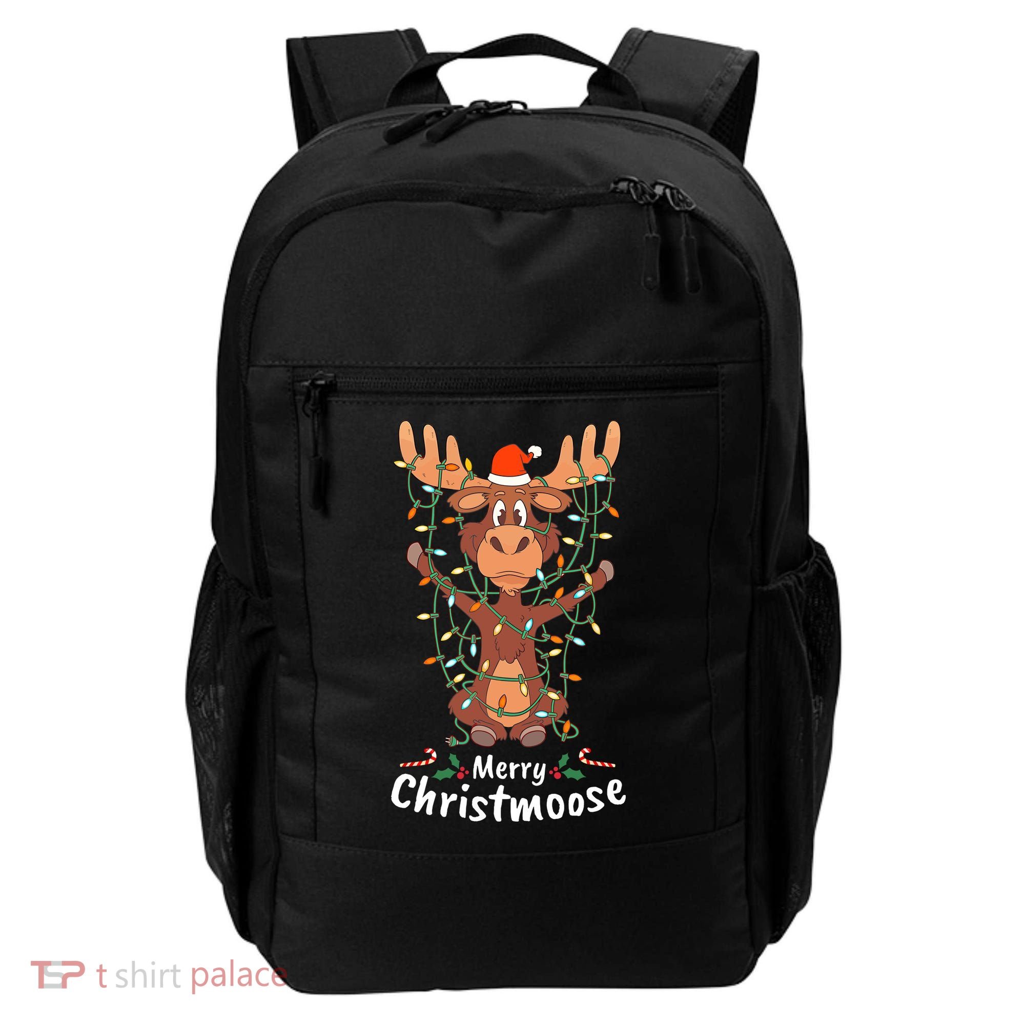 Merry Christmoose Christmas Moose Xmas Tree Lights Gifts Backpack