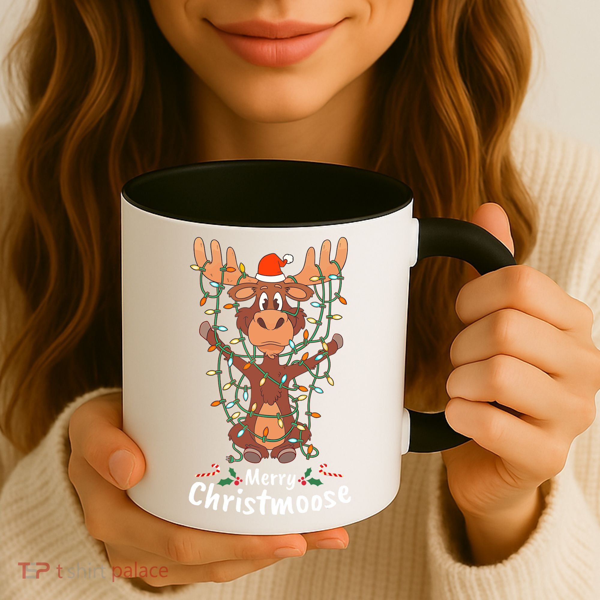 Merry Christmoose Christmas Moose Xmas Tree Lights Gifts Coffee Mug