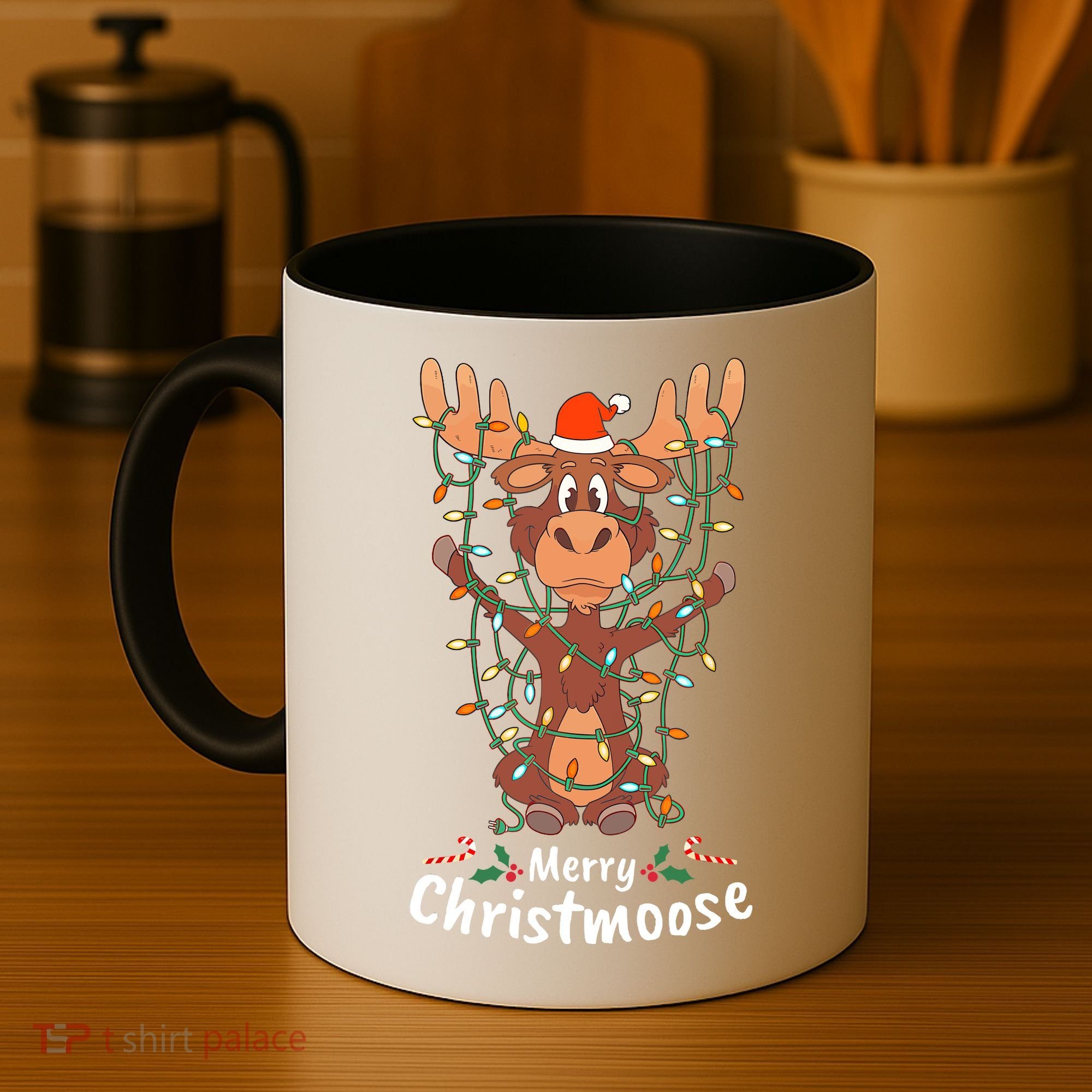 Merry Christmoose Christmas Moose Xmas Tree Lights Gifts Coffee Mug