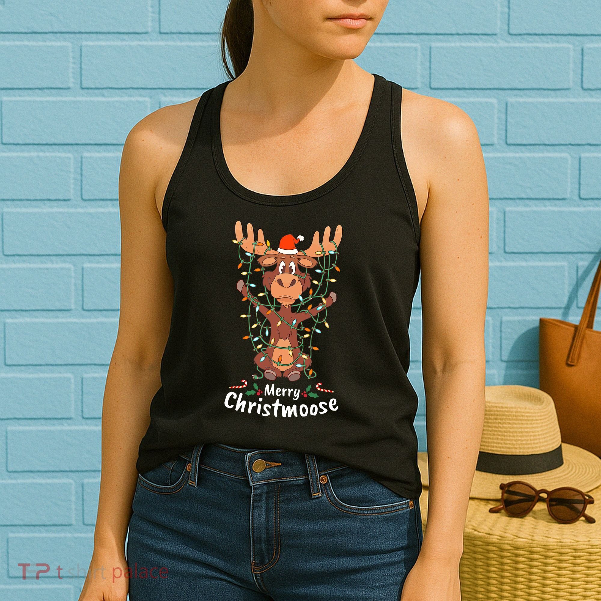 Merry Christmoose Christmas Moose Xmas Tree Lights Gifts Women's Tank Top