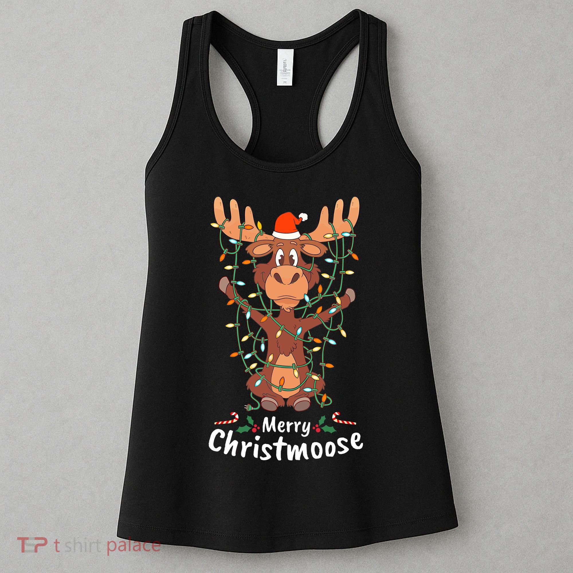 Merry Christmoose Christmas Moose Xmas Tree Lights Gifts Women's Tank Top