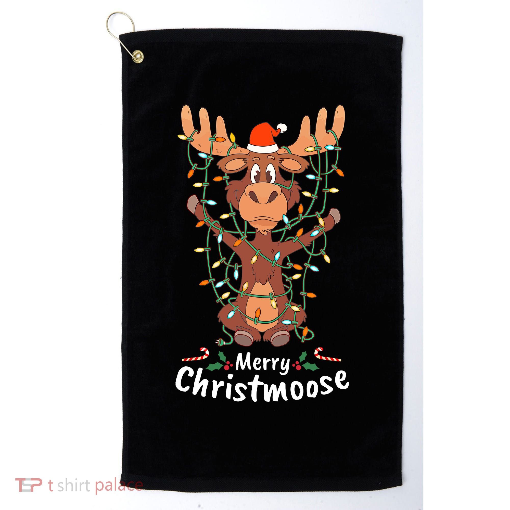 Merry Christmoose Christmas Moose Xmas Tree Lights Gifts Golf Towel