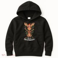 Merry Christmoose Christmas Moose Xmas Tree Lights Gifts Kids Hoodie thumb 0
