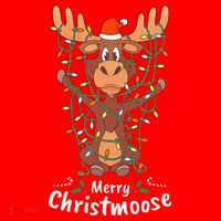Merry Christmoose Christmas Moose Xmas Tree Lights Gifts Santa Hat thumb 1