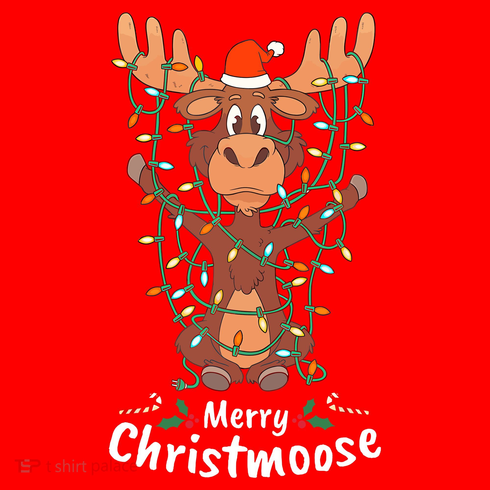 Merry Christmoose Christmas Moose Xmas Tree Lights Gifts Santa Hat
