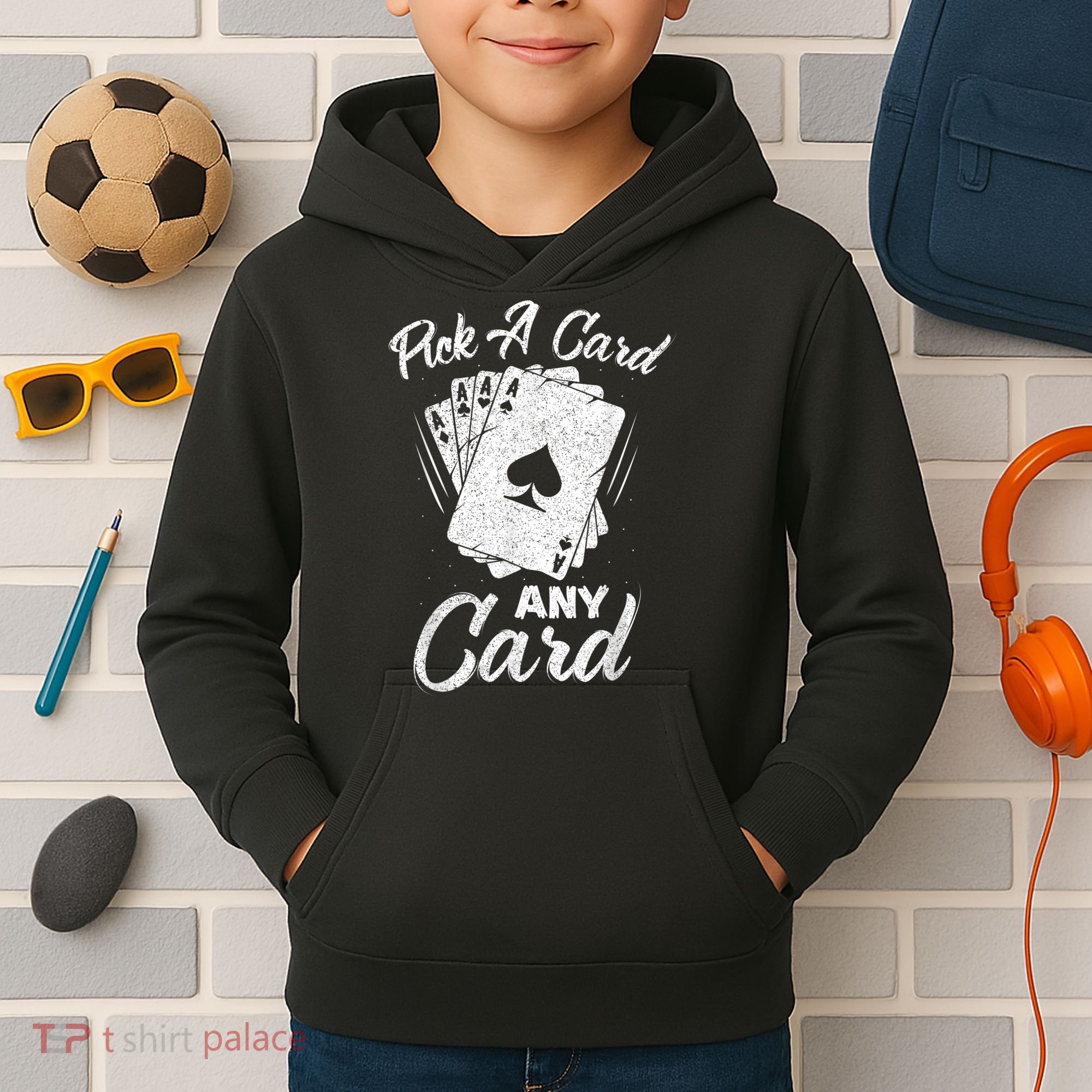 Magician Costume Card Tricks Pick A Card Any Card Kids Hoodie