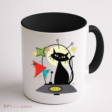 Mid Century Cat Retro Atomic Age Space Modern 50s 60s Coffee Mug back