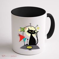 Mid Century Cat Retro Atomic Age Space Modern 50s 60s Coffee Mug thumb 1