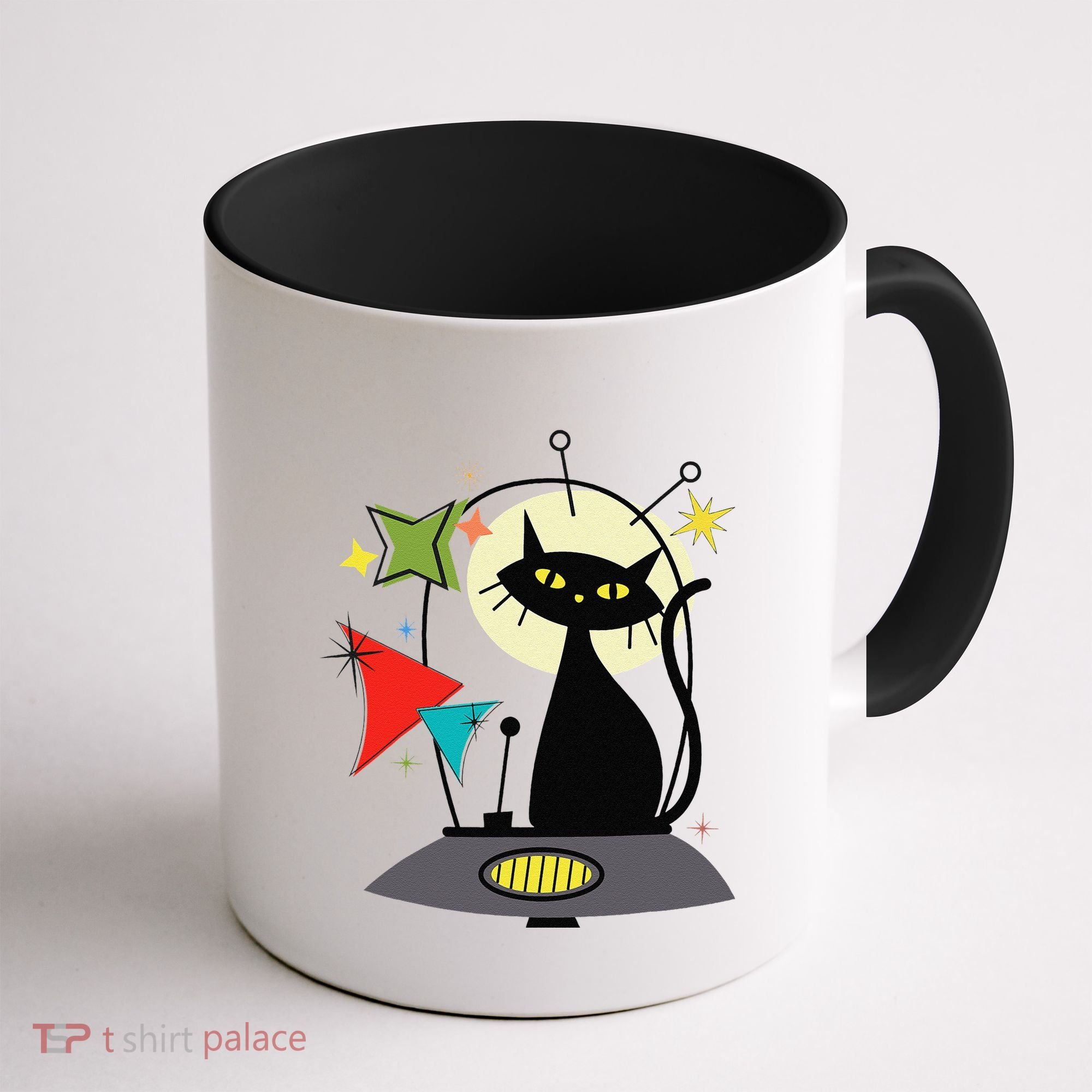 Mid Century Cat Retro Atomic Age Space Modern 50s 60s Coffee Mug