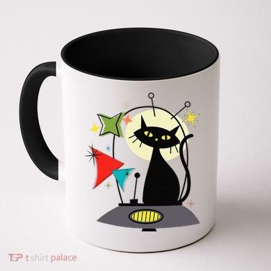 Mid Century Cat Retro Atomic Age Space Modern 50s 60s Coffee Mug