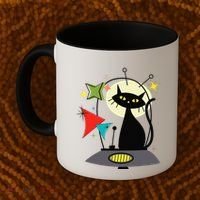 Mid Century Cat Retro Atomic Age Space Modern 50s 60s Coffee Mug thumb 2