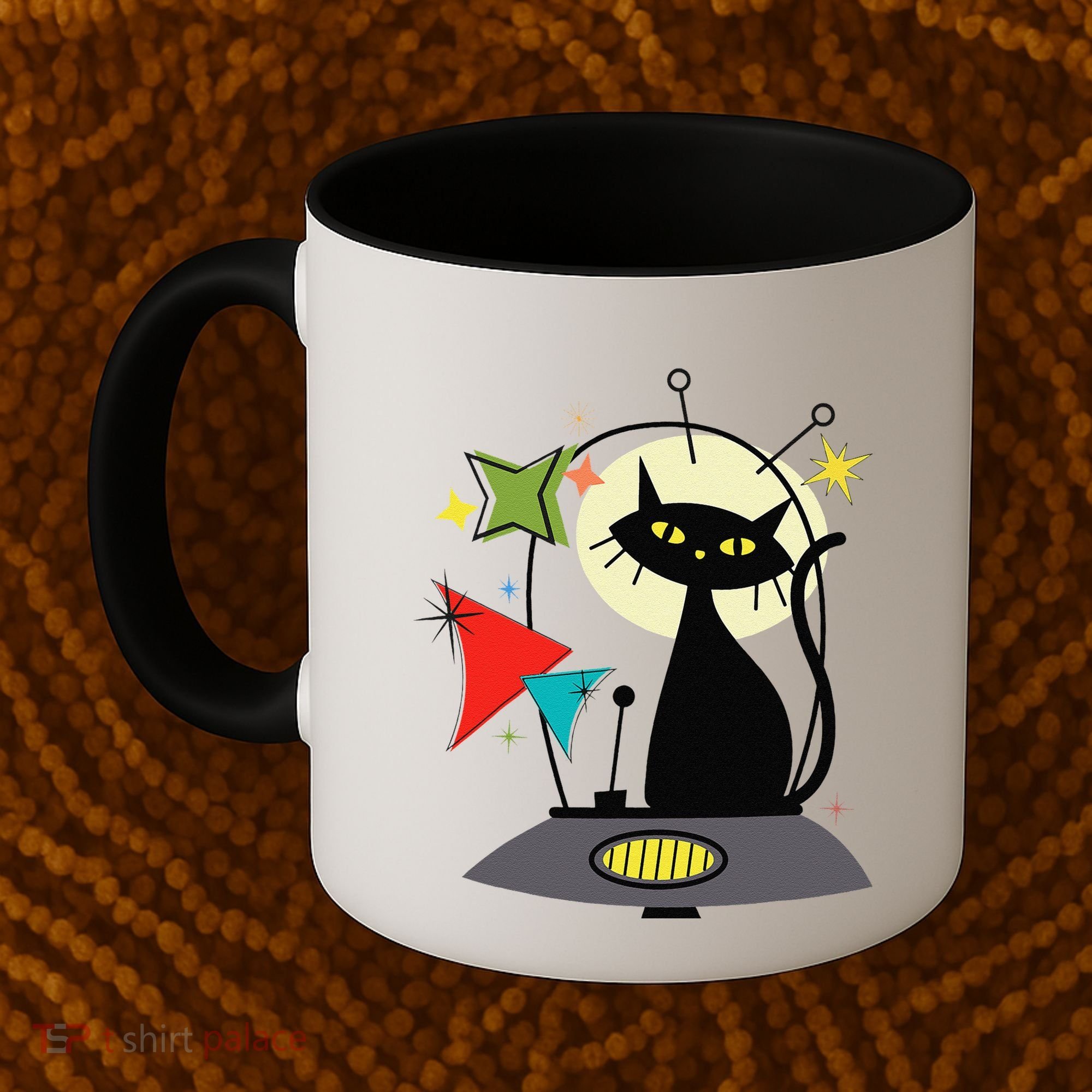 Mid Century Cat Retro Atomic Age Space Modern 50s 60s Coffee Mug