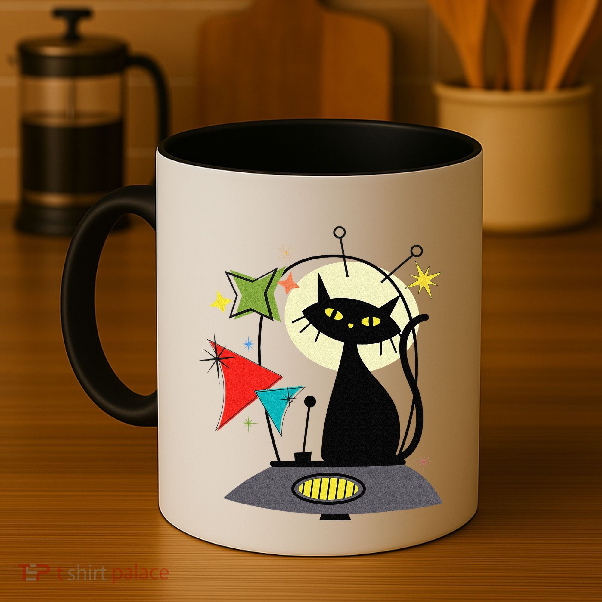 Mid Century Cat Retro Atomic Age Space Modern 50s 60s Coffee Mug