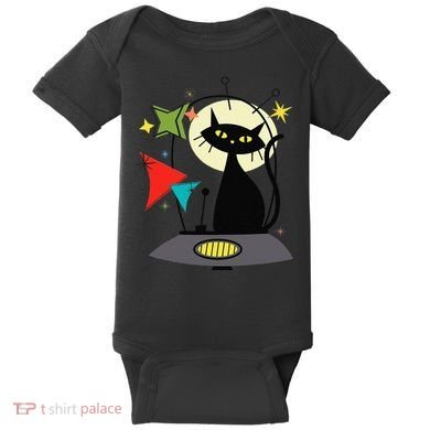 Mid Century Cat Retro Atomic Age Space Modern 50s 60s Baby Bodysuit