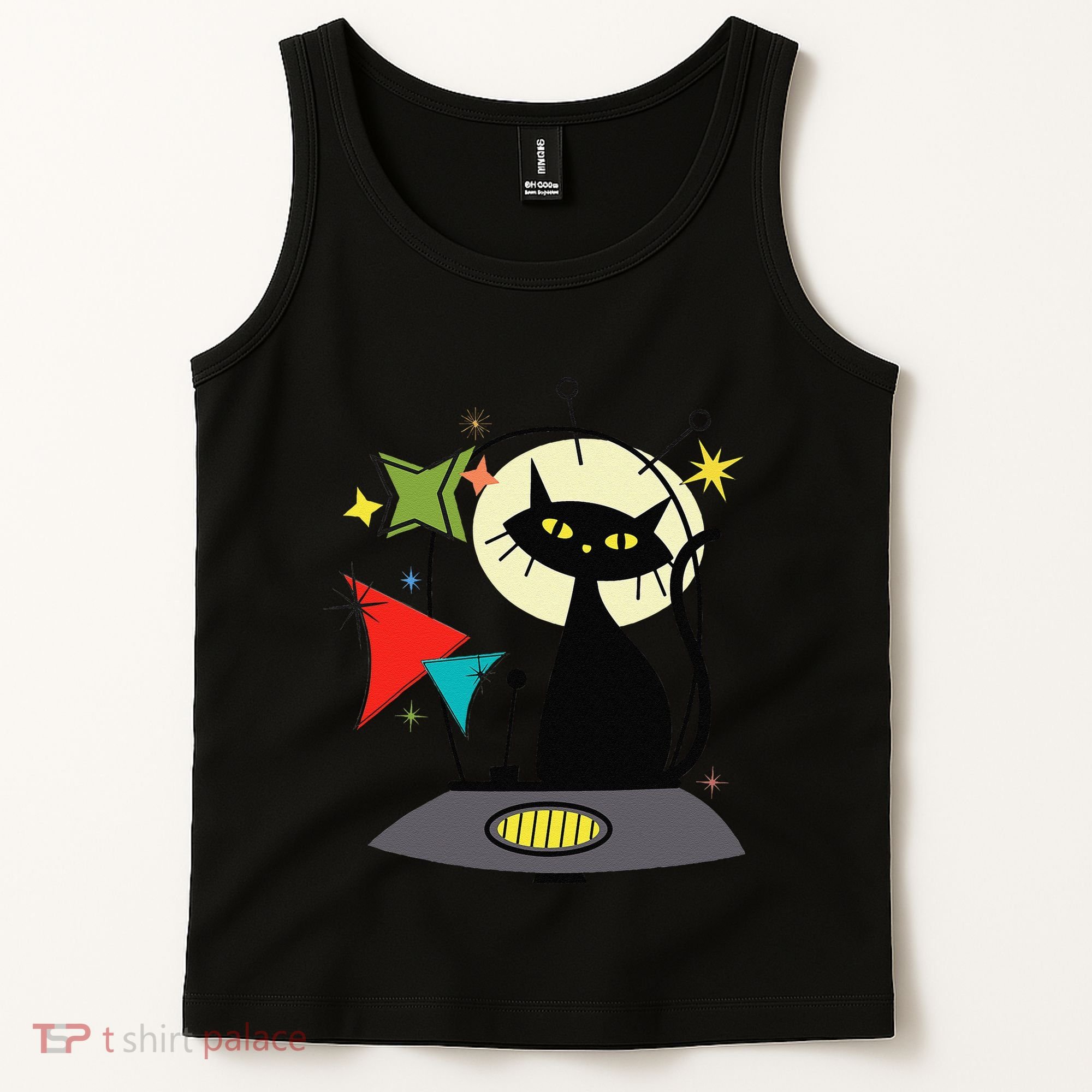 Mid Century Cat Retro Atomic Age Space Modern 50s 60s Tank Top