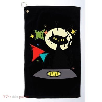 Mid Century Cat Retro Atomic Age Space Modern 50s 60s Golf Towel