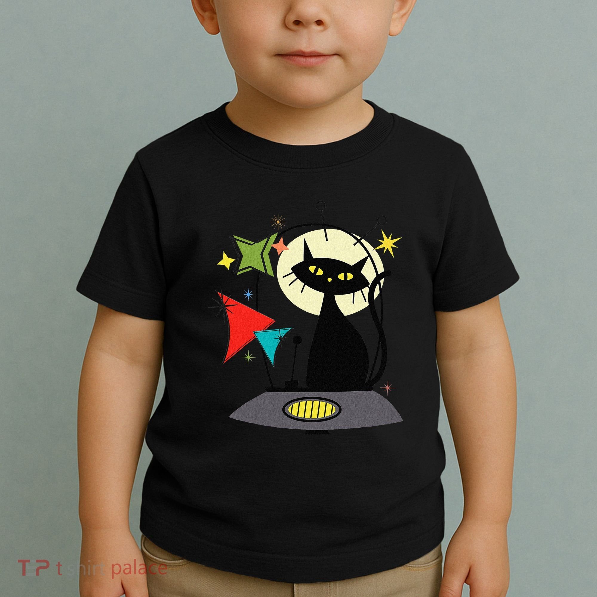 Mid Century Cat Retro Atomic Age Space Modern 50s 60s Toddler T-Shirt