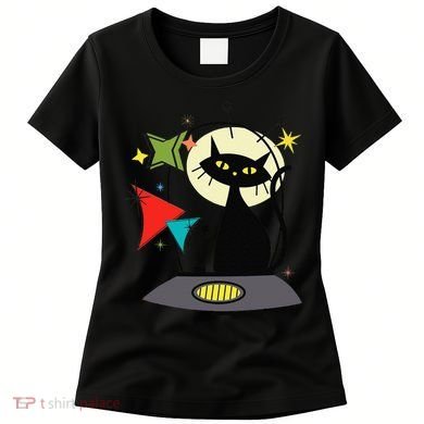 Mid Century Cat Retro Atomic Age Space Modern 50s 60s Women's T-Shirt
