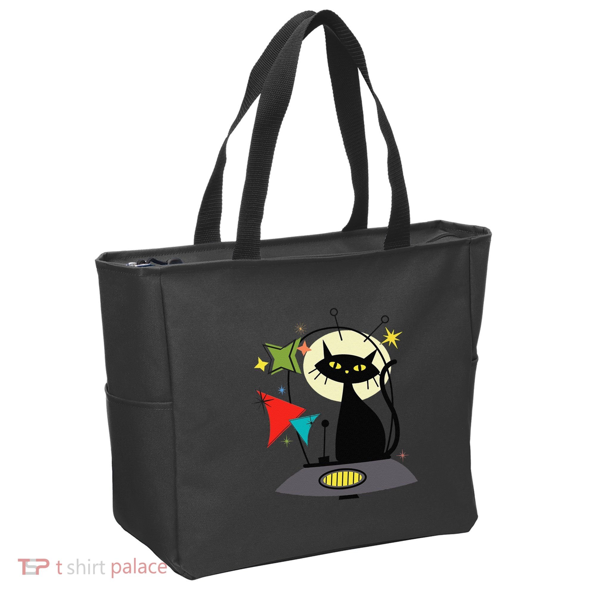 Mid Century Cat Retro Atomic Age Space Modern 50s 60s Tote Bag