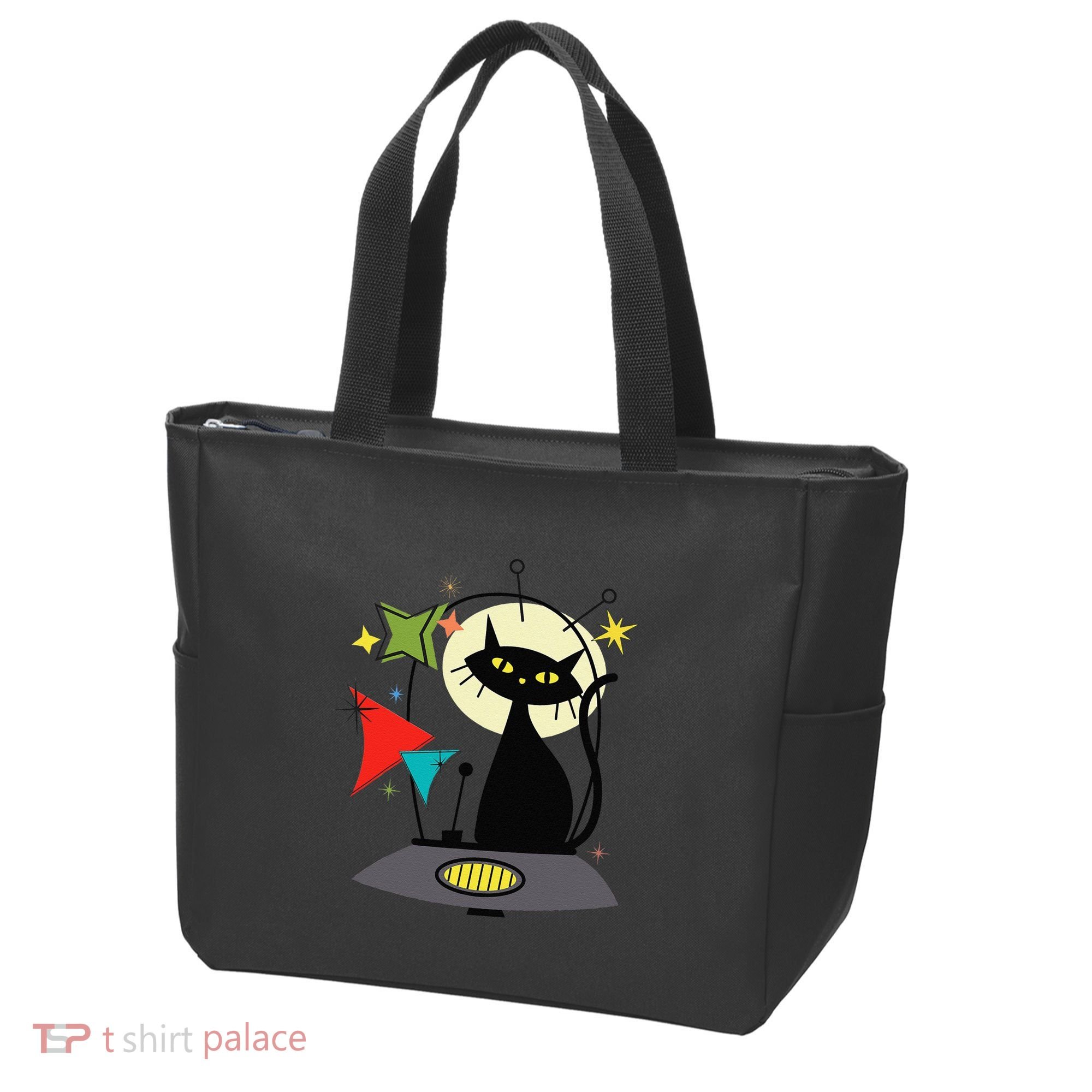 Mid Century Cat Retro Atomic Age Space Modern 50s 60s Tote Bag