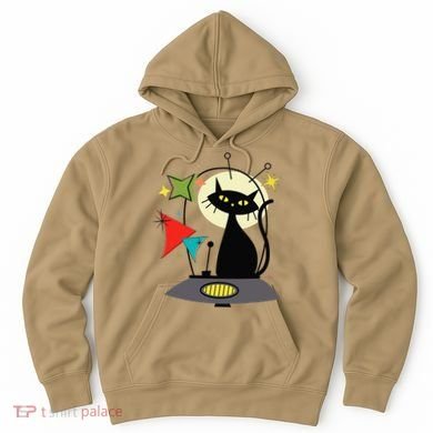 Mid Century Cat Retro Atomic Age Space Modern 50s 60s Hoodie